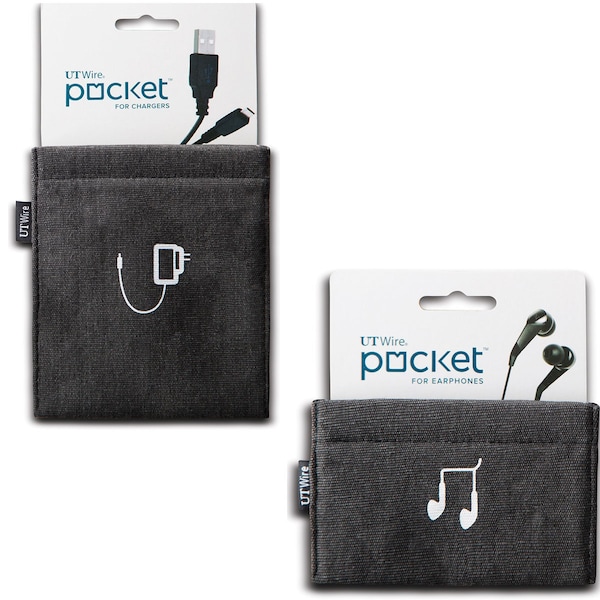 Electriduct UT Wire Pocket Pouch Kit- includes 1 Charger/1 Earbud Case- Black UTW-PK-KIT-BK - main